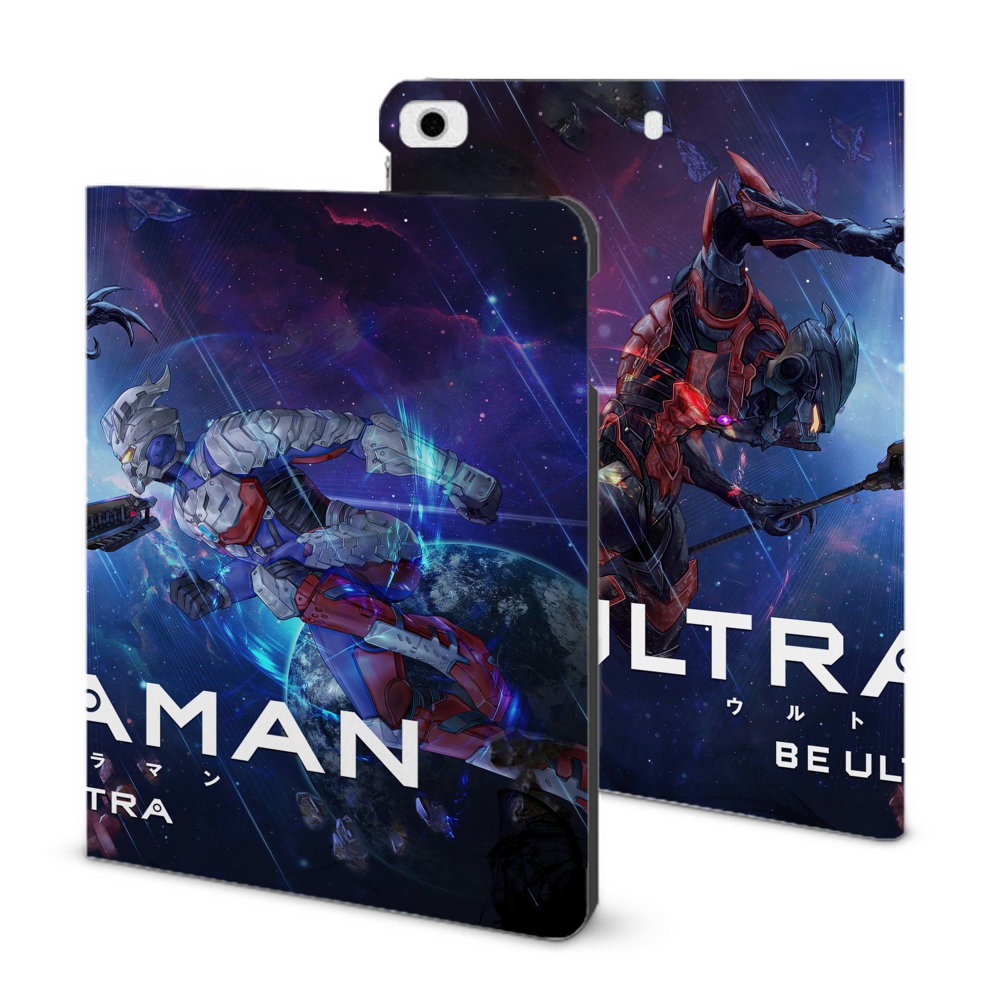 （画像用） ウルトラマン Ultraman IPad ケース ブック型 PUレザー TPU 耐衝撃 軽量 薄型 ペン収納なし 全面保護 IPad 各モデル対応